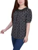 Black White Link 3/4 Sleeve Blouse With Necklace - Petite sold by Dress Barn