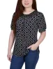 Black White Link 3/4 Sleeve Blouse With Necklace - Petite sold by Dress Barn