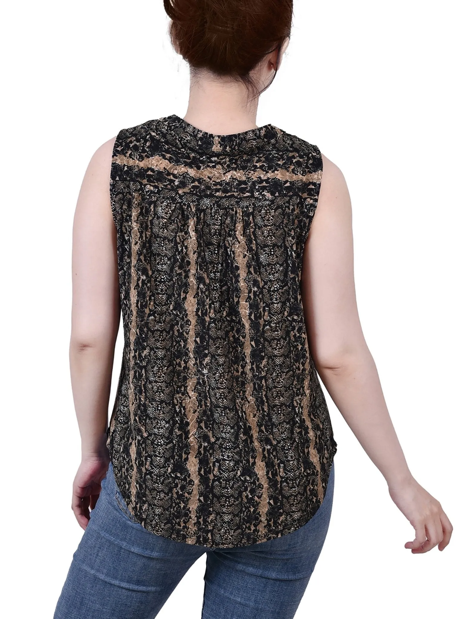 Neutral Reptileskin Sleeveless Jacquard Y Neck Top - Petite sold by Dress Barn product image thumbnail 4