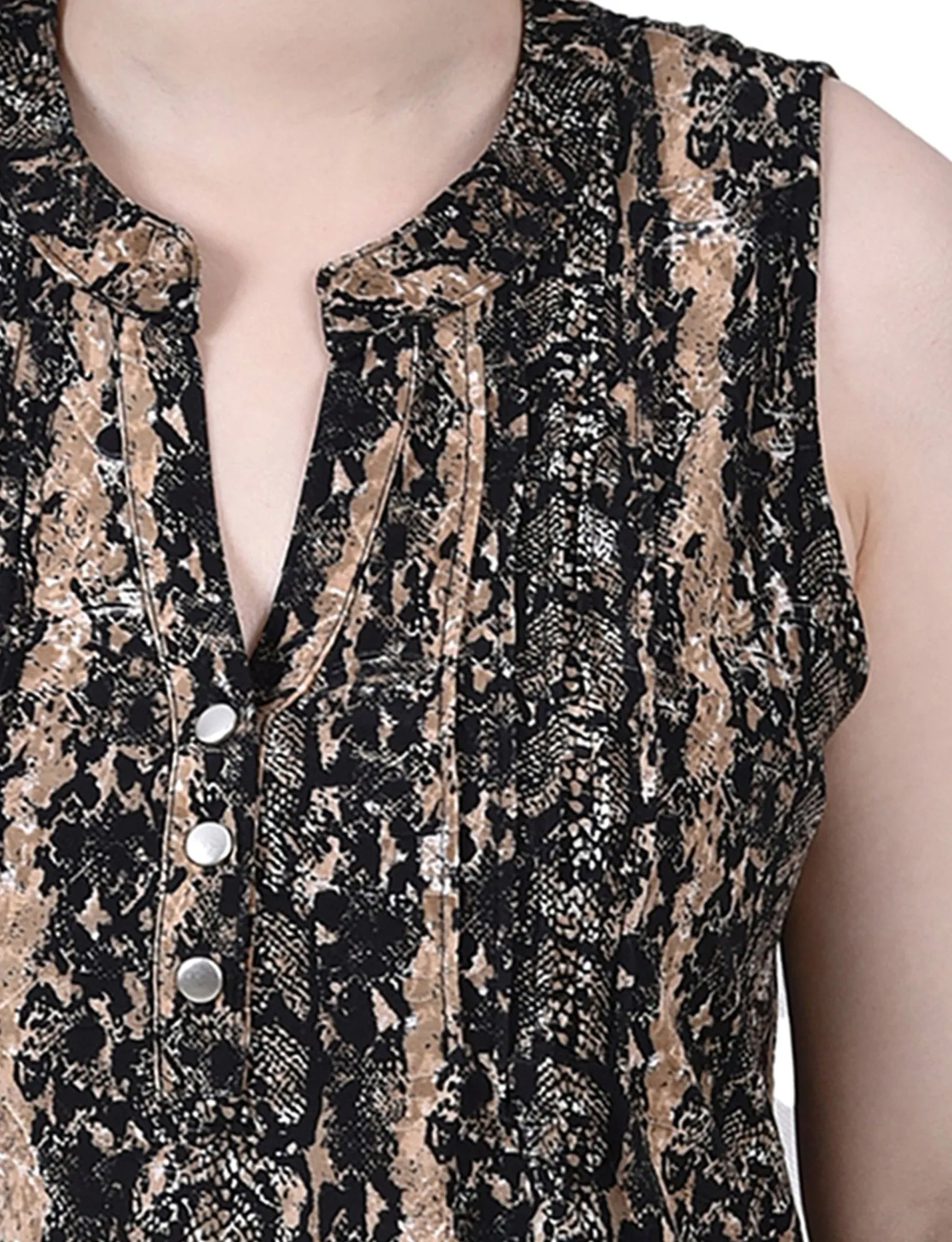 Neutral Reptileskin Sleeveless Jacquard Y Neck Top - Petite sold by Dress Barn product image thumbnail 3