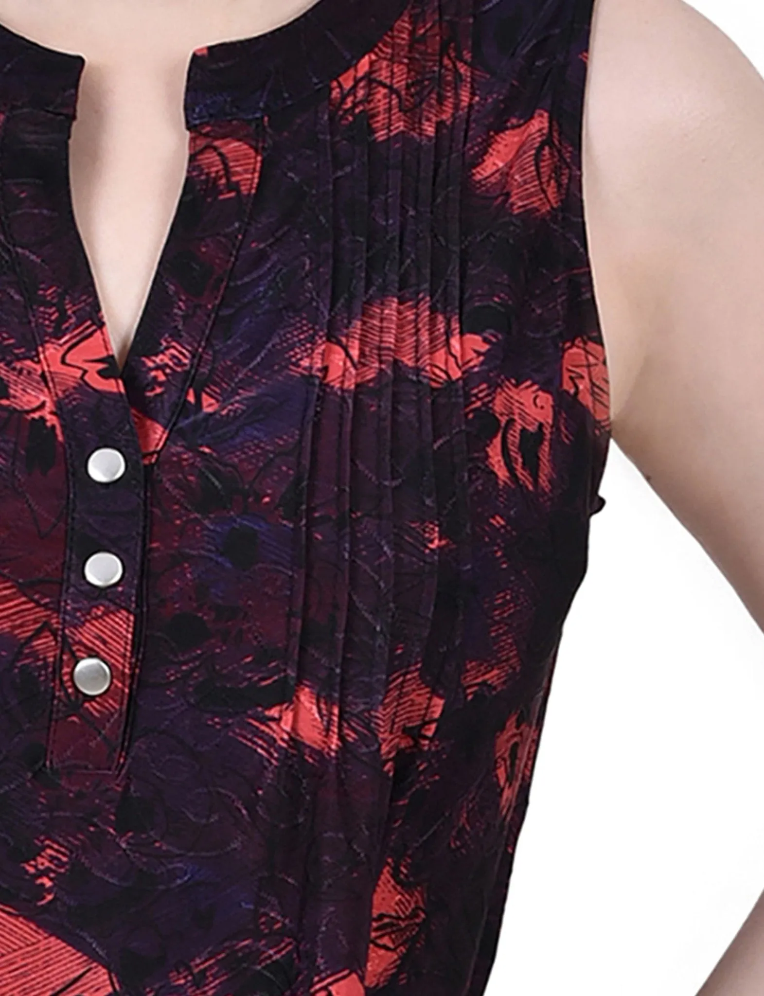 Wine Milaflor Sleeveless Jacquard Y Neck Top - Petite sold by Dress Barn product image thumbnail 3