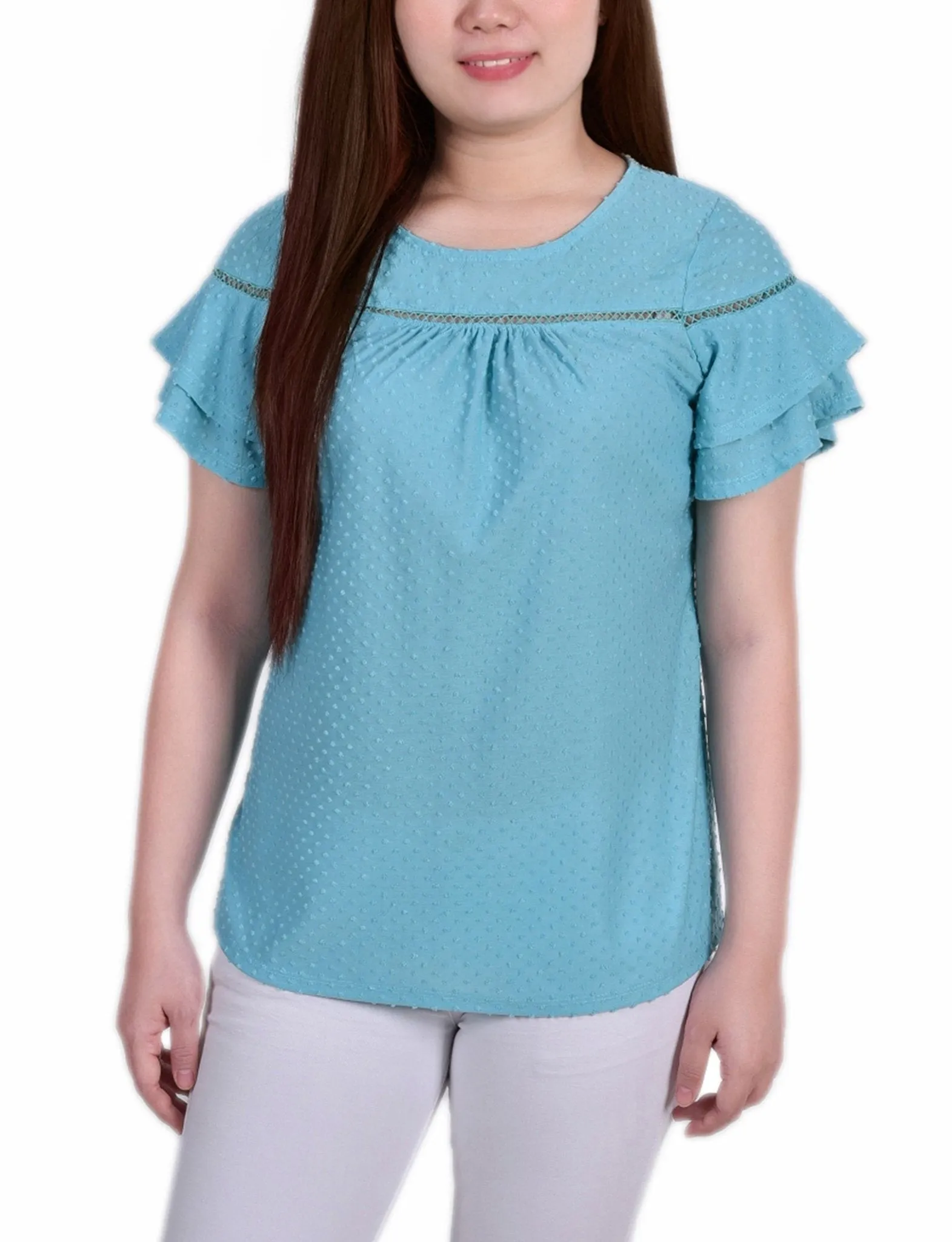 Capri 3/4 Sleeve Blouse With Necklace - Petite sold by Dress Barn