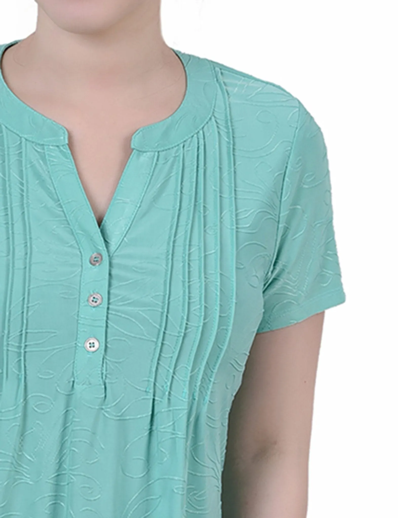 Bermuda Short Sleeve Y Neck Jacquard Knit Top - Petite sold by Dress Barn product image thumbnail 3