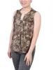 Taupe Jackrain Sleeveless Jacquard Y Neck Top - Petite sold by Dress Barn