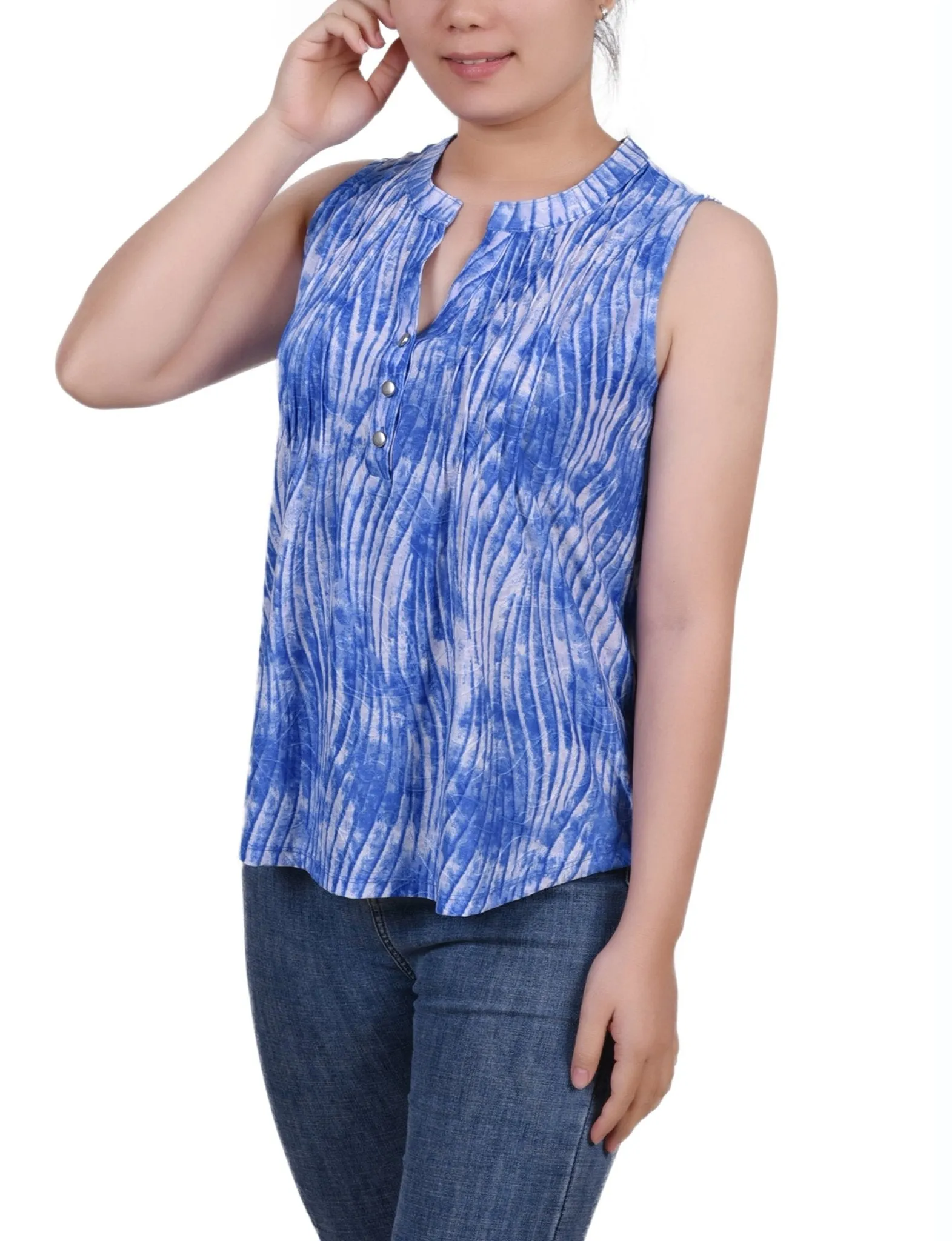 Sky Swirlbreeze Sleeveless Jacquard Y Neck Top - Petite sold by Dress Barn product image thumbnail 2