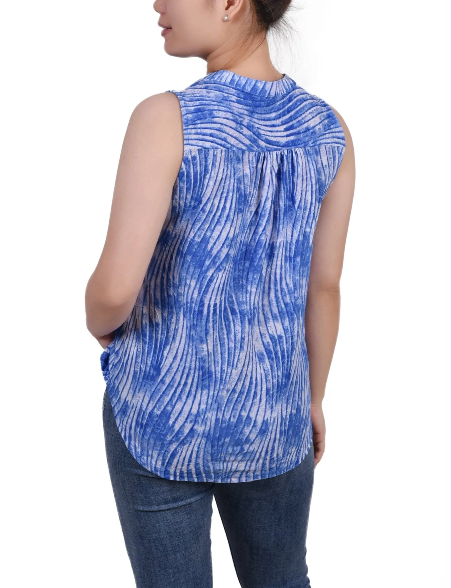Sky Swirlbreeze Sleeveless Jacquard Y Neck Top - Petite sold by Dress Barn product image thumbnail 4