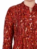 Rust Gold Purple 3/4 Sleeve Overlapped Bell Sleeve Y Neck Top - Petite sold by Dress Barn