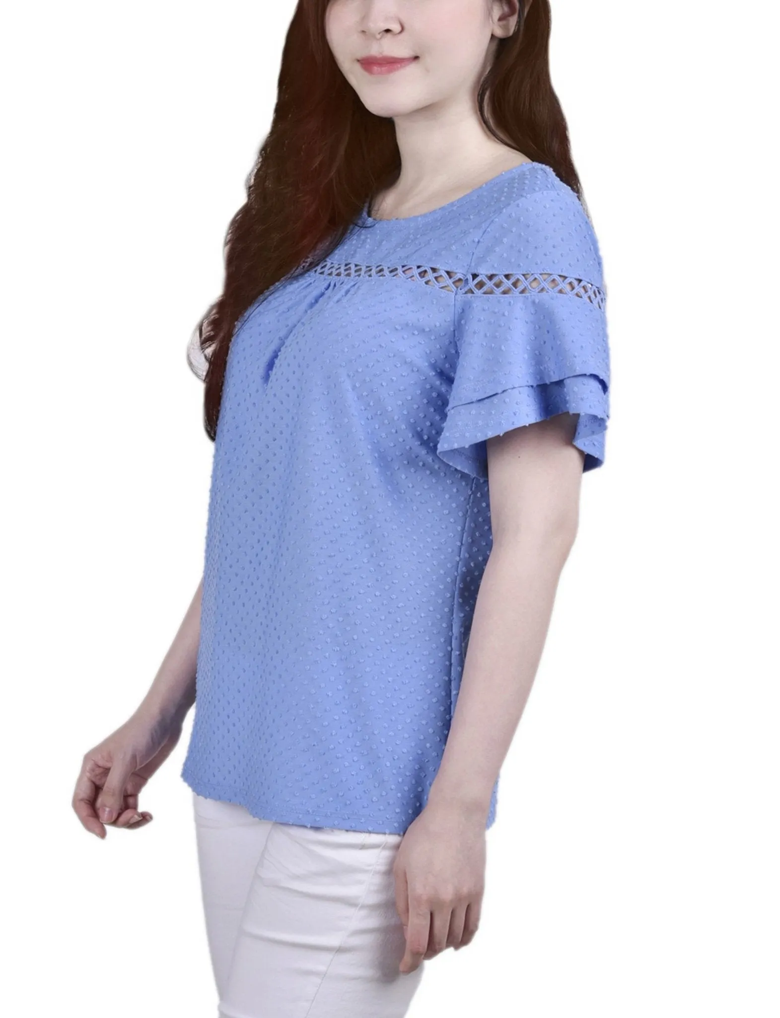 Corn Flower 3/4 Sleeve Blouse With Necklace - Petite sold by Dress Barn product image thumbnail 2
