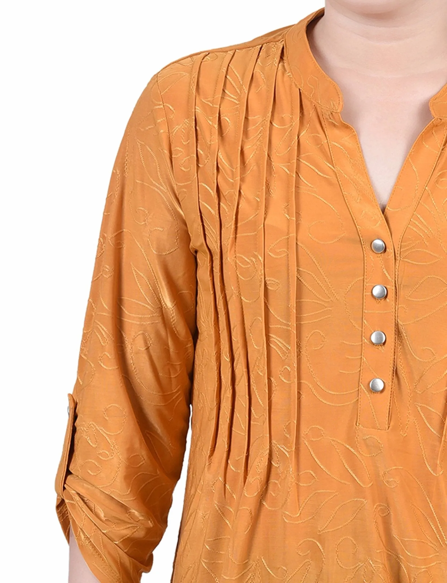 Inca Gold 3/4 Roll Tab Pullover Top - Petite sold by Dress Barn product image thumbnail 3
