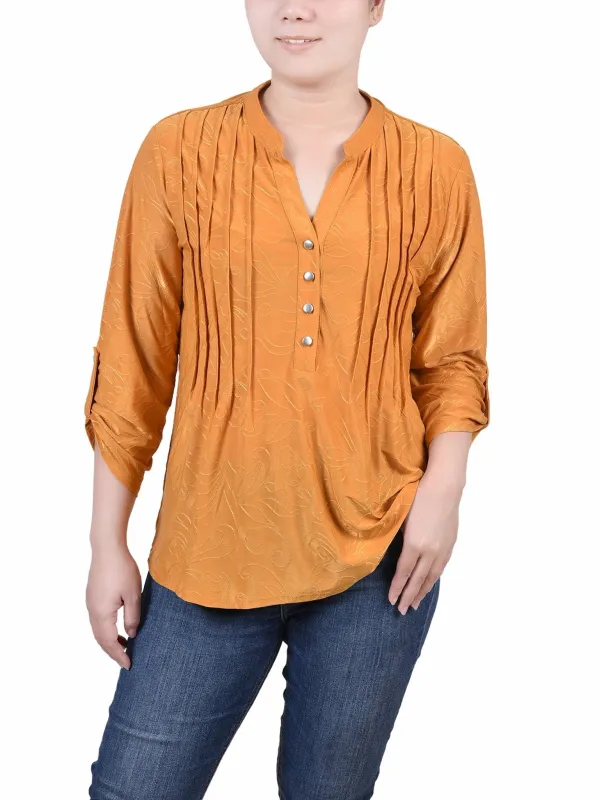 Inca Gold 3/4 Roll Tab Pullover Top - Petite sold by Dress Barn