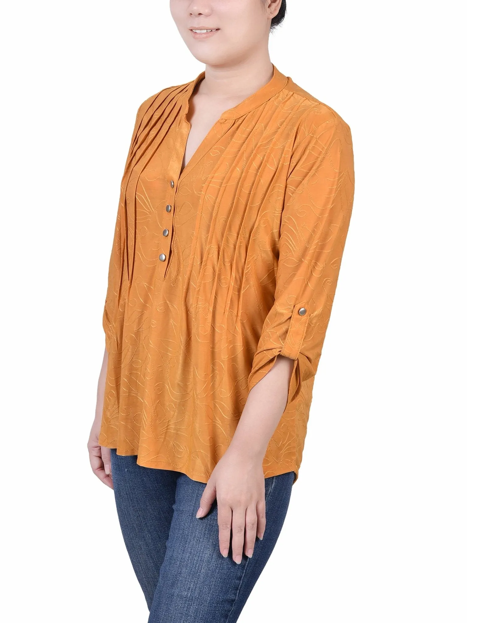 Inca Gold 3/4 Roll Tab Pullover Top - Petite sold by Dress Barn product image thumbnail 2