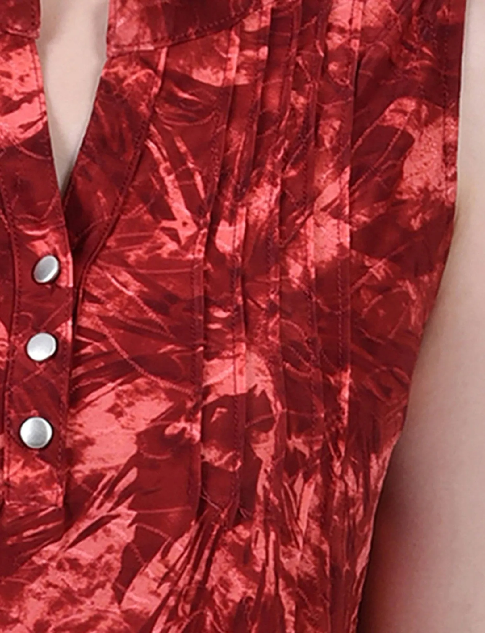 Wine Tie Dye Sleeveless Jacquard Y Neck Top - Petite sold by Dress Barn product image thumbnail 3