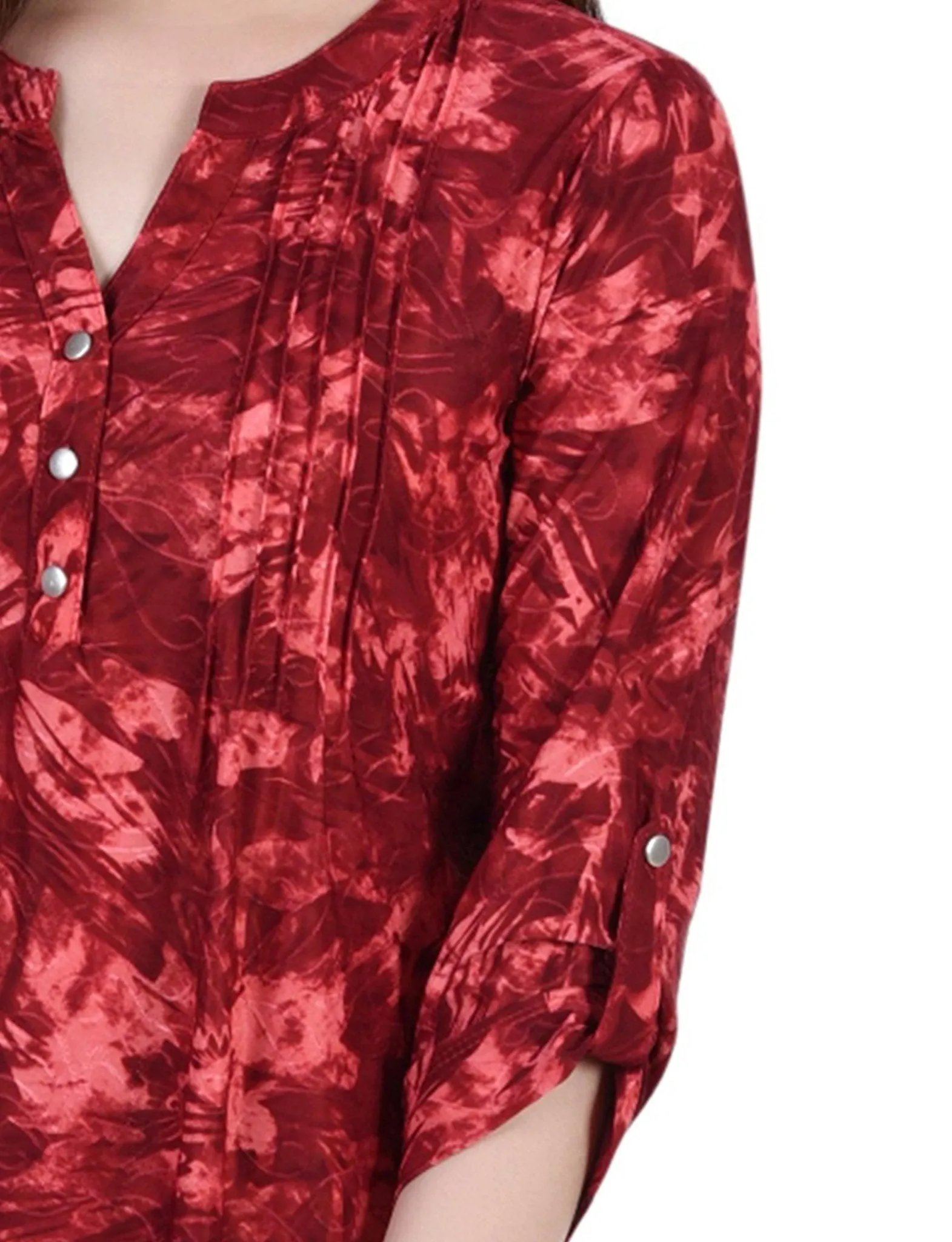 Wine Tiedye 3/4 Sleeve Blouse With Necklace - Petite sold by Dress Barn product image thumbnail 3