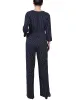 Navy Polka Dot 3/4 Sleeve Belted Jumpsuit - Petite sold by Dress Barn
