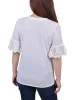 White Short Bell Sleeve Slubbed Top - Petite sold by Dress Barn