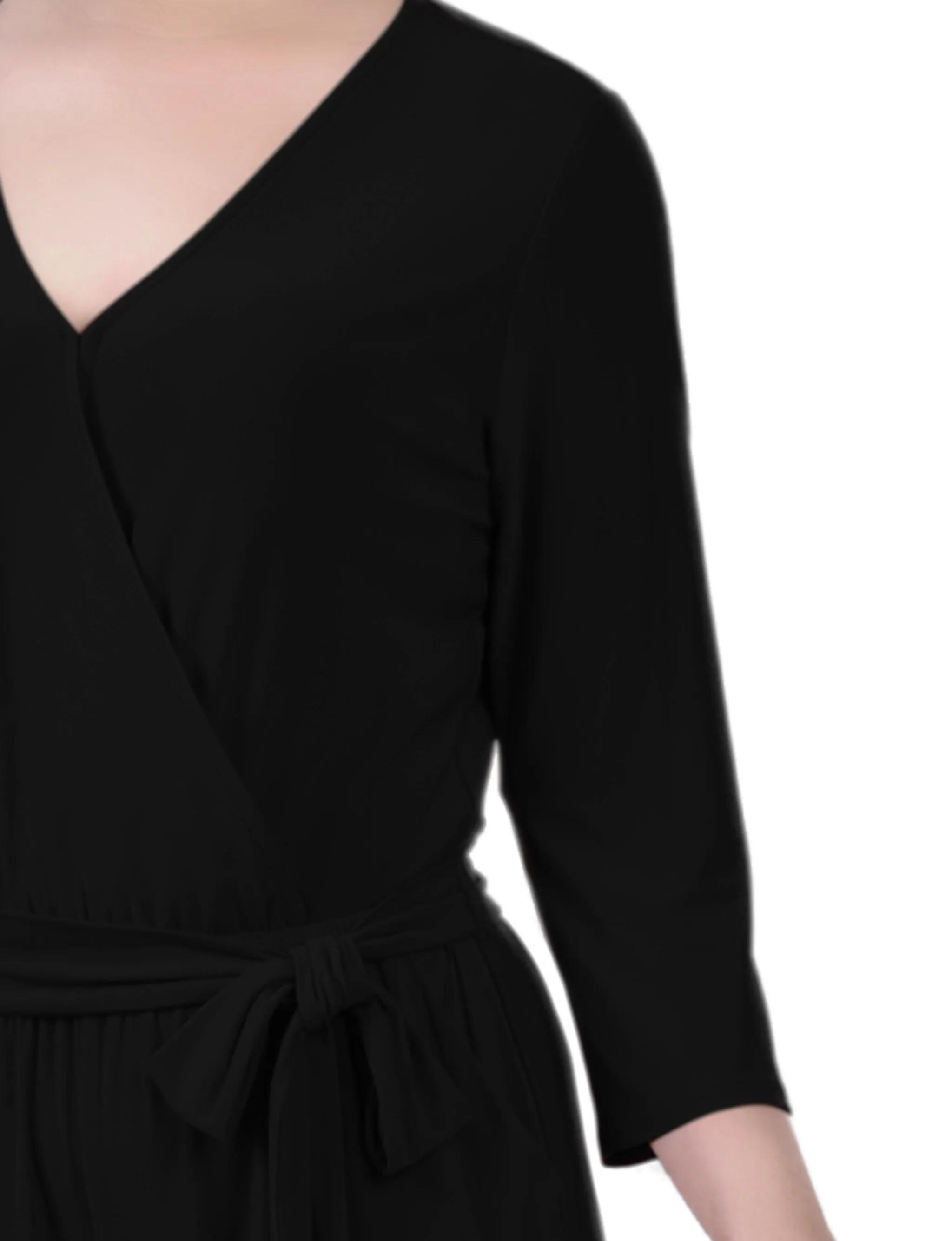 Black 3/4 Sleeve Belted Jumpsuit - Petite sold by Dress Barn product image thumbnail 3