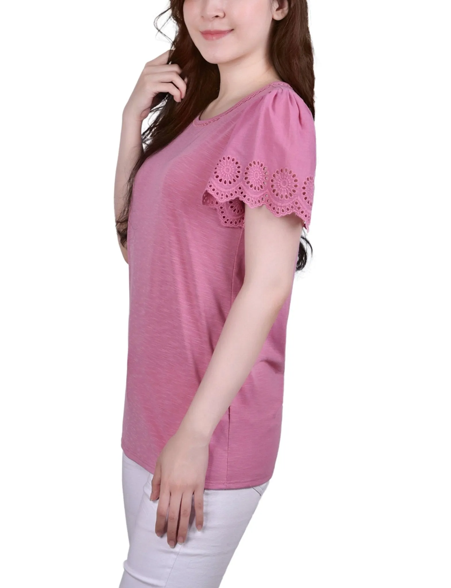 Fairy Wing Short Flutter Eyelet Sleeve Pullover - Petite sold by Dress Barn product image thumbnail 2