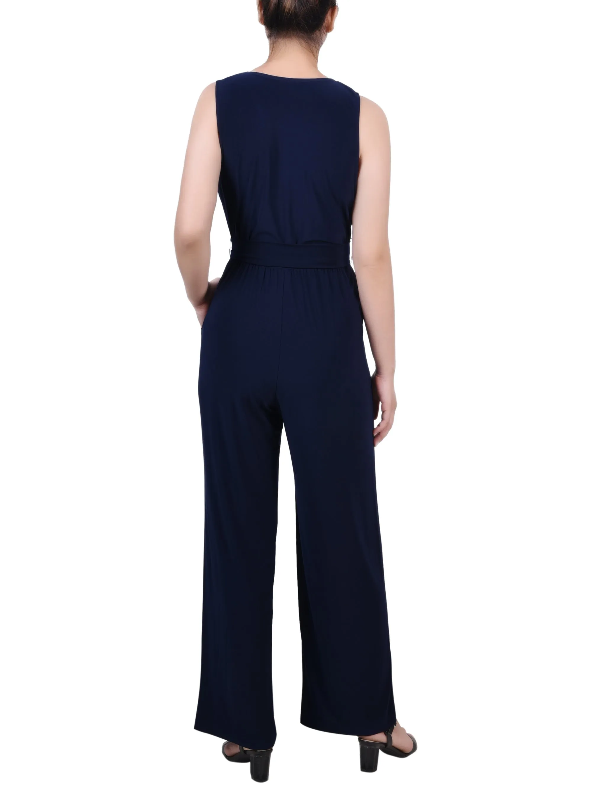 Navy Sleeveless Belted Jumpsuit - Petite sold by Dress Barn product image thumbnail 4
