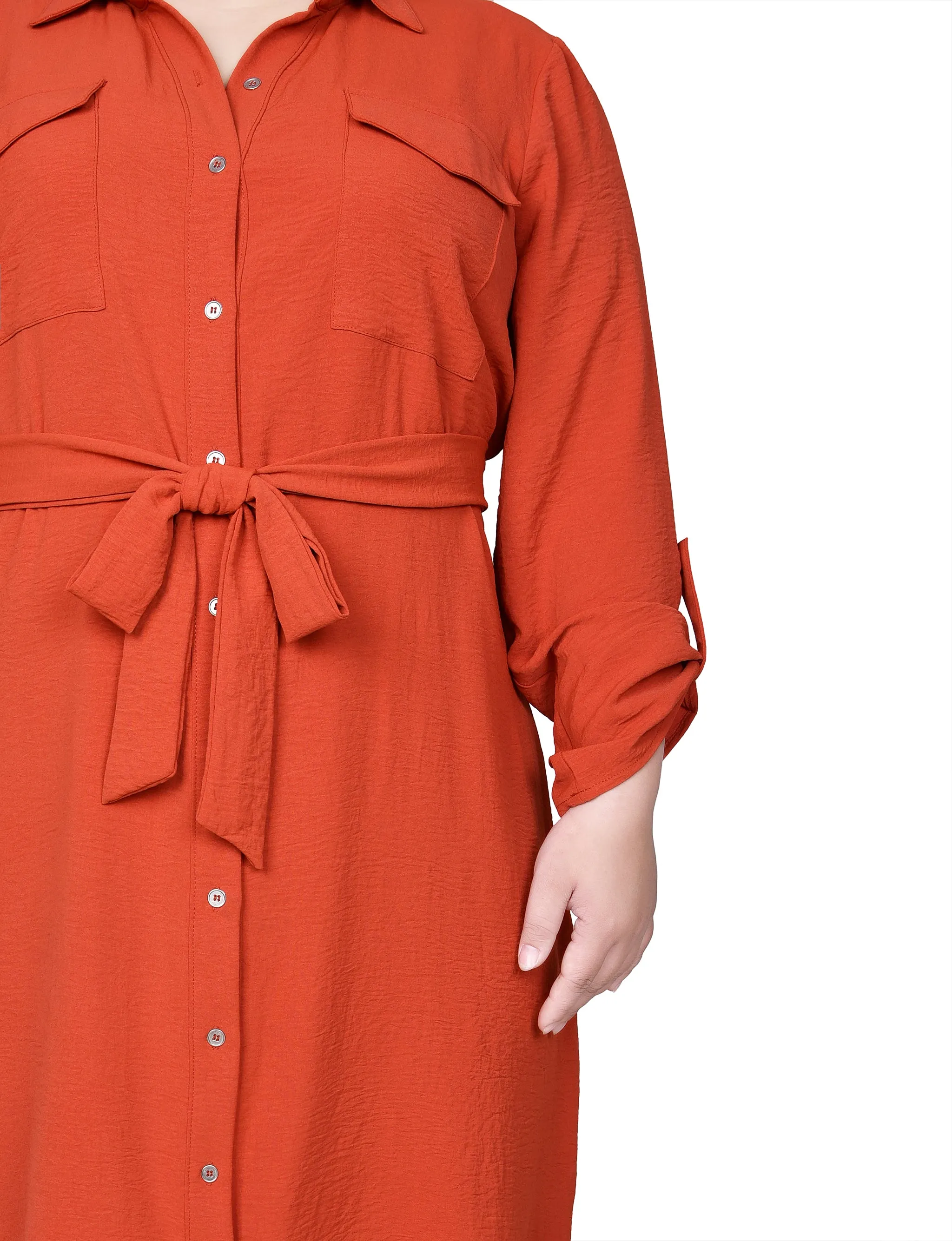 Rooibos Tea Long Roll Tab Sleeve Shirtdress - Plus sold by Dress Barn product image thumbnail 4
