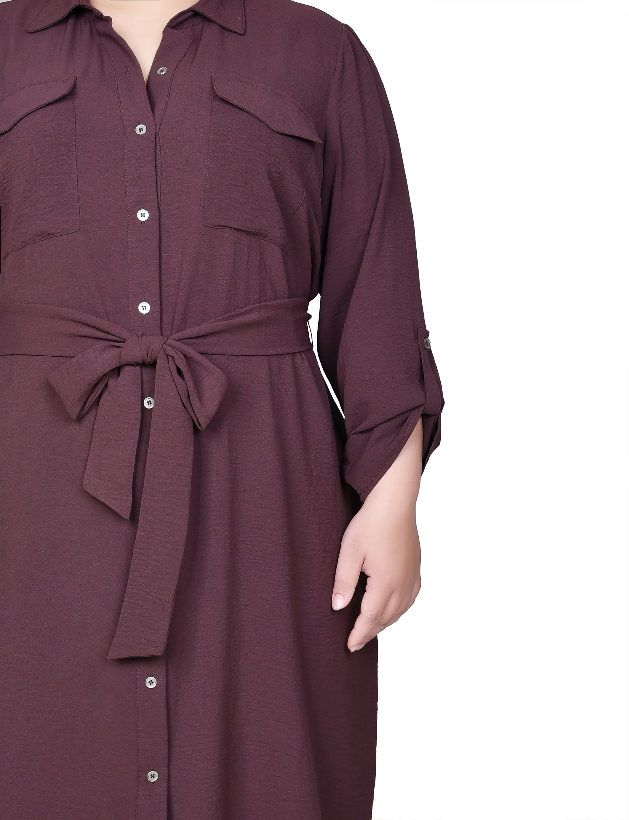 Fudge Long Roll Tab Sleeve Shirtdress - Plus sold by Dress Barn product image thumbnail 4