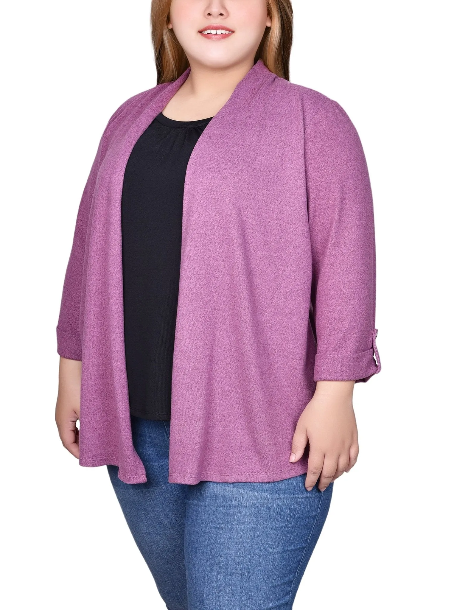 Damson 3/4 Sleeve Two In One Top - Plus sold by Dress Barn product image thumbnail 2