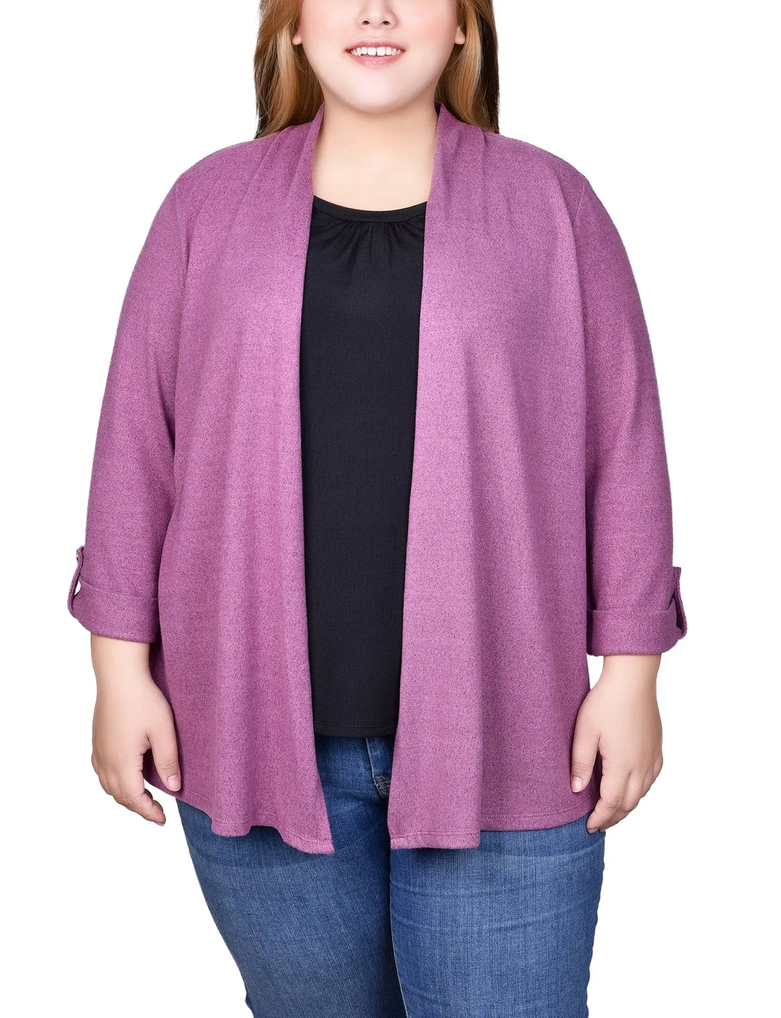 Damson 3/4 Sleeve Two In One Top - Plus sold by Dress Barn
