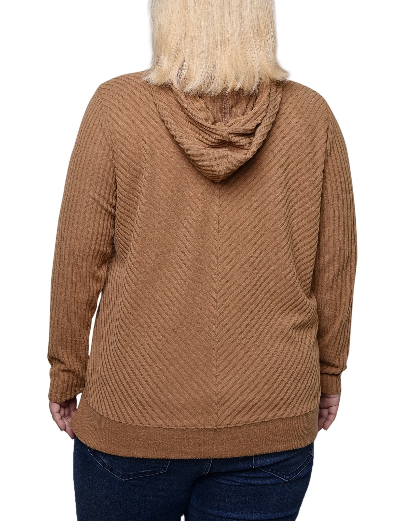 Cinnamon Ribbed Long Sleeve Hoodie - Plus sold by Dress Barn product image thumbnail 4