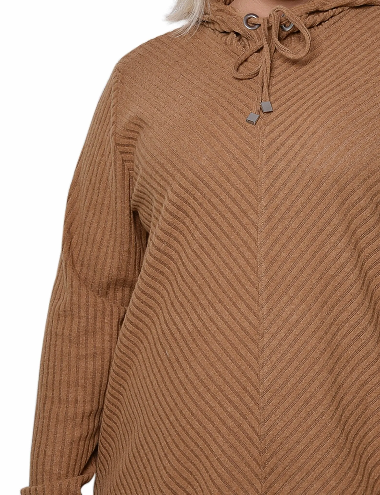 Cinnamon Ribbed Long Sleeve Hoodie - Plus sold by Dress Barn product image thumbnail 3
