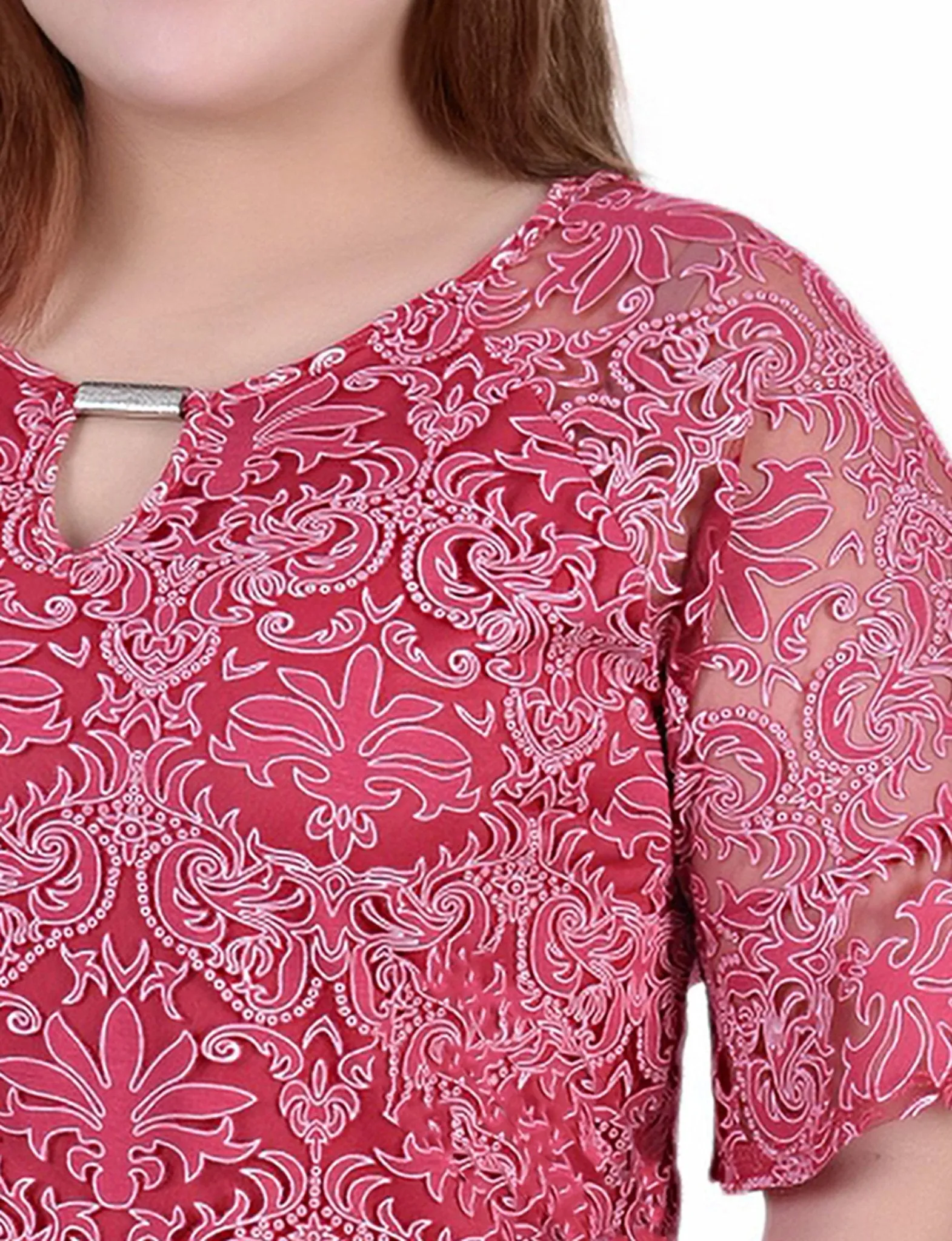 Jazzy Starthrone Short Bell Sleeve Lace Blouse - Plus sold by Dress Barn product image thumbnail 3