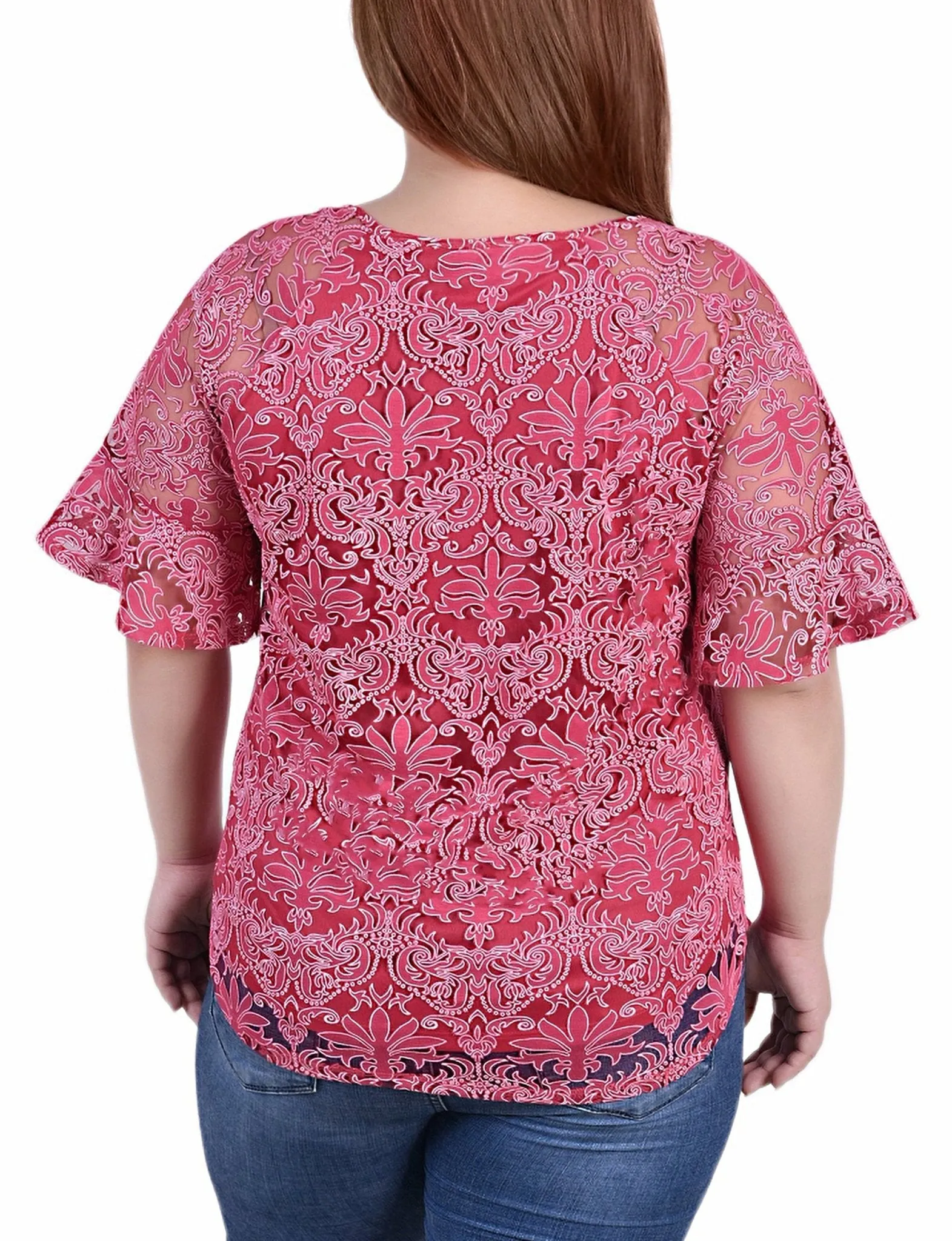 Jazzy Starthrone Short Bell Sleeve Lace Blouse - Plus sold by Dress Barn product image thumbnail 4