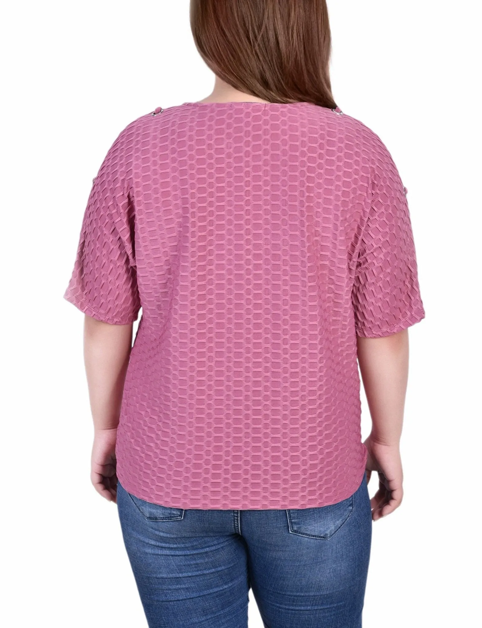 Mauve Honeycomb Open Shoulder Tunic - Plus sold by Dress Barn product image thumbnail 4