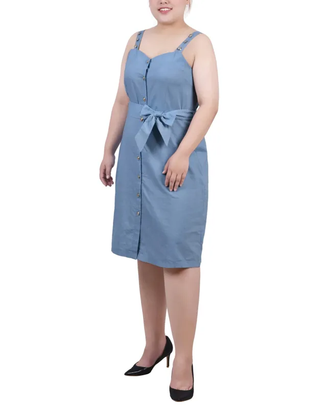 Sweetheart Neck Chambray Sundress - Plus sold by Dress Barn