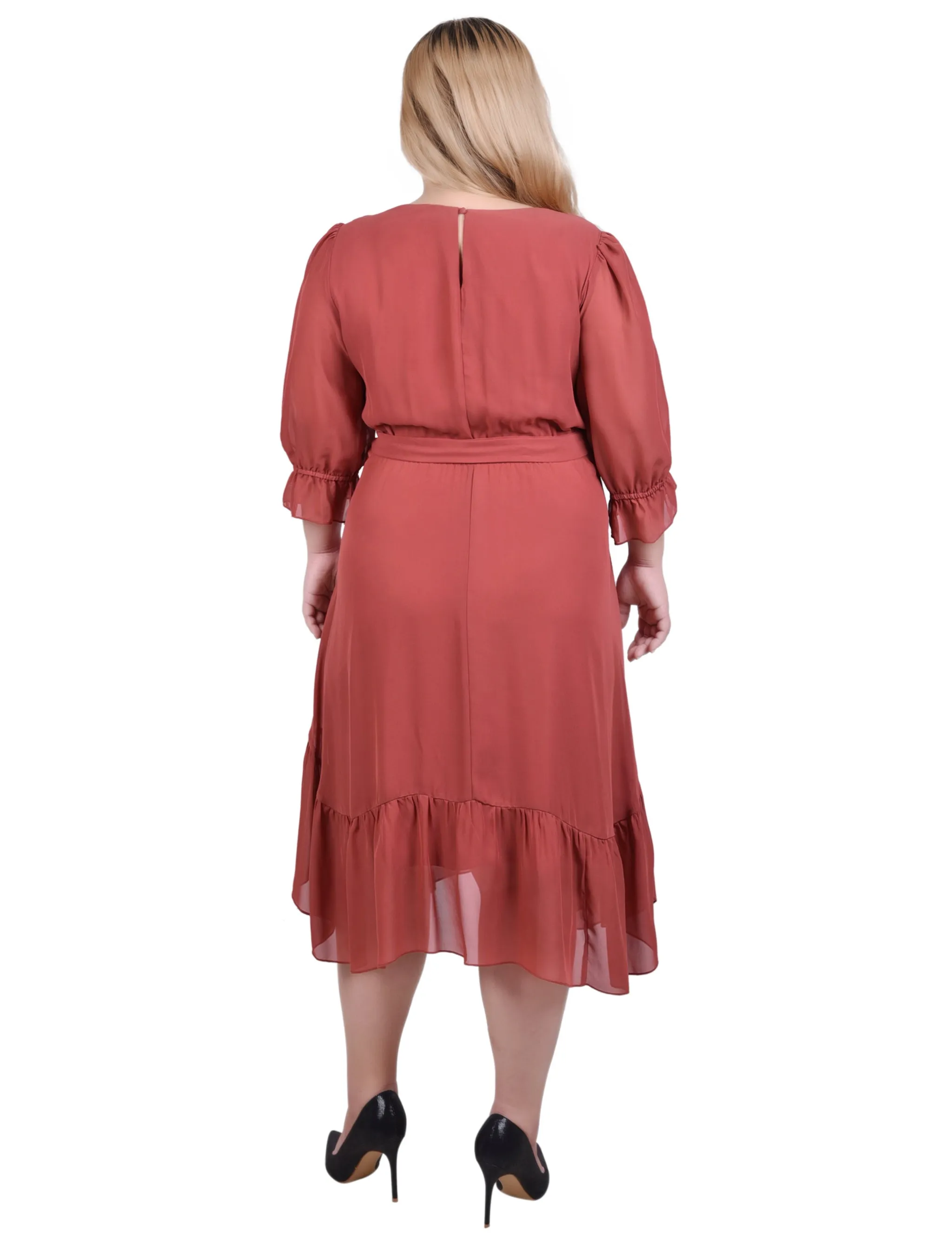 Marsala 3/4 Sleeve V-Neck Flounced Dress - Plus sold by Dress Barn product image thumbnail 3