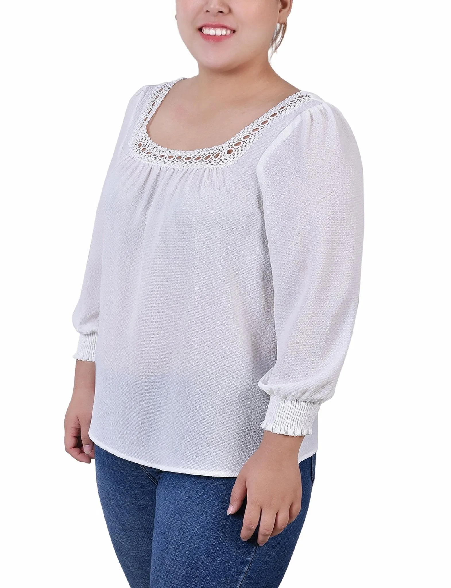 Ivory 3/4 Sleeve Square Neck Blouse - Plus sold by Dress Barn product image thumbnail 2