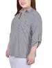 Night Particle 3/4 Roll Tab Sleeve Studded Y Neck Top - Plus sold by Dress Barn