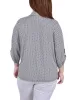 Night Particle 3/4 Roll Tab Sleeve Studded Y Neck Top - Plus sold by Dress Barn