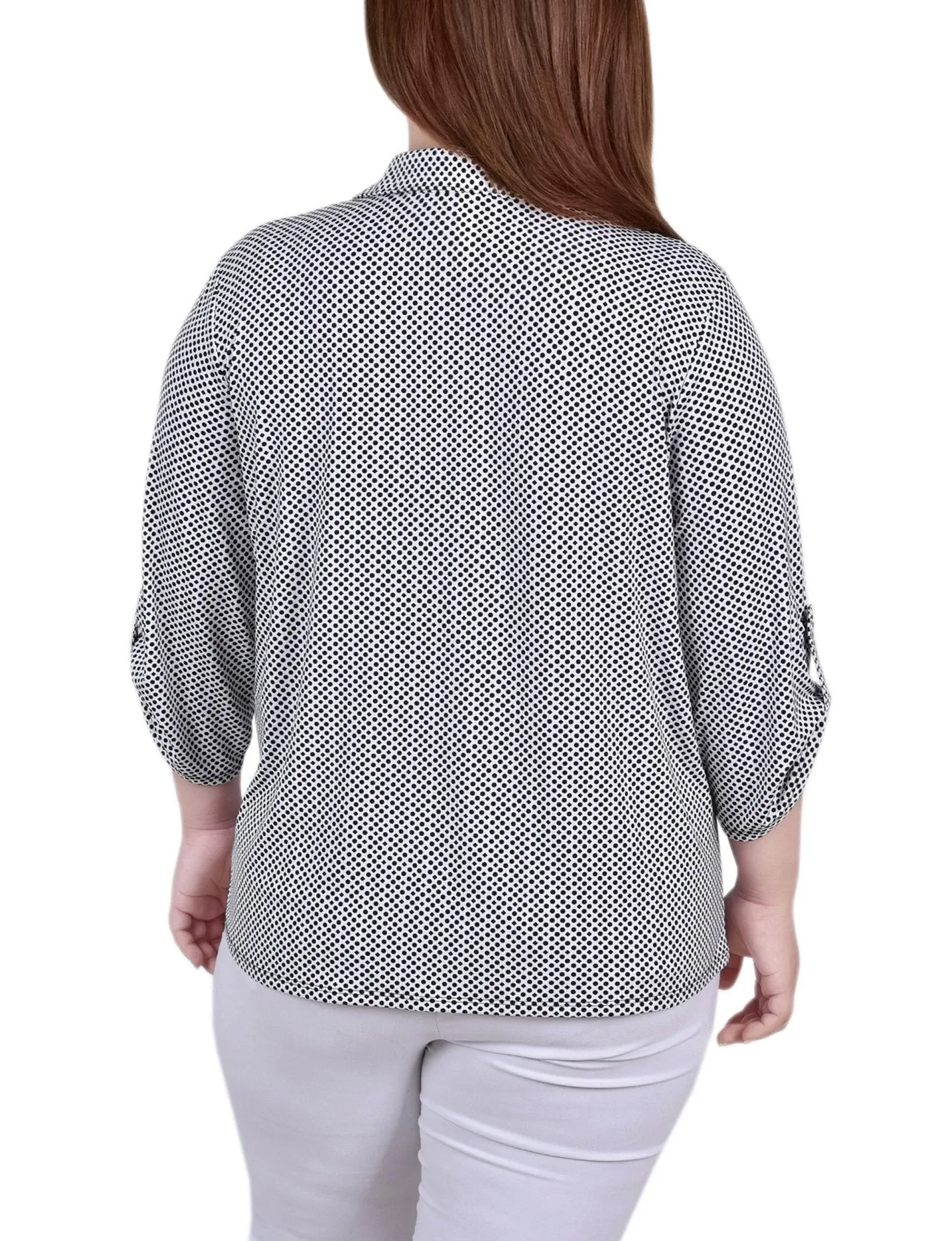 Night Particle 3/4 Roll Tab Sleeve Studded Y Neck Top - Plus sold by Dress Barn product image thumbnail 4