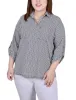 Night Particle 3/4 Roll Tab Sleeve Studded Y Neck Top - Plus sold by Dress Barn
