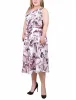 Sage Mauve Floral Sleeveless Chiffon Belted Dress - Plus sold by Dress Barn