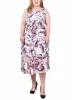 Sage Mauve Floral Sleeveless Chiffon Belted Dress - Plus sold by Dress Barn