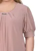 Oxford Tan Short Sleeve Balloon Sleeve Top With Hardware - Plus sold by Dress Barn