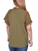 Martini Olive Short Ruffled Sleeve Crepe Knit Top With Chiffon Sleeves - Plus sold by Dress Barn