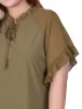 Martini Olive Short Ruffled Sleeve Crepe Knit Top With Chiffon Sleeves - Plus sold by Dress Barn