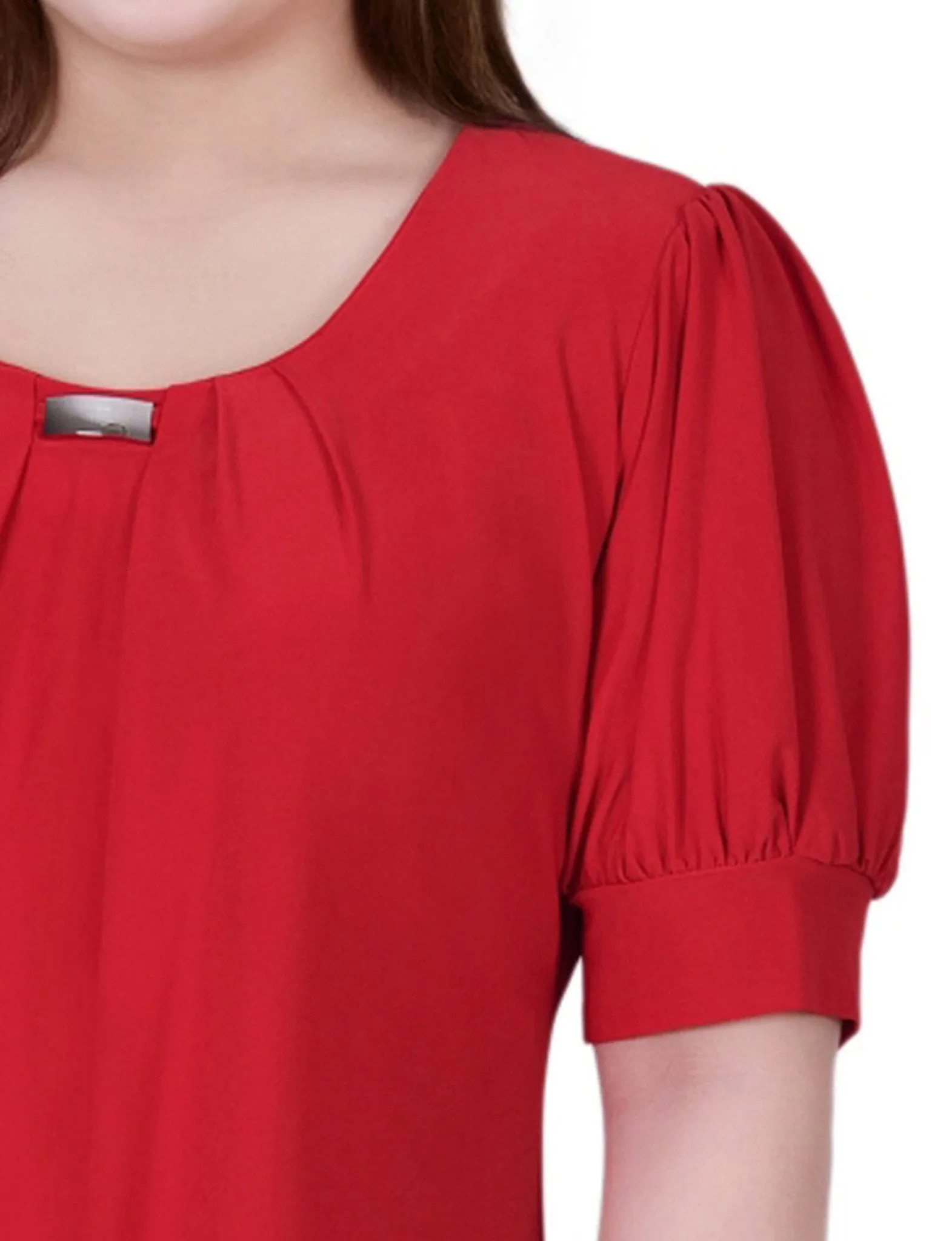 Bittersweet Short Sleeve Balloon Sleeve Top With Hardware - Plus sold by Dress Barn product image thumbnail 3