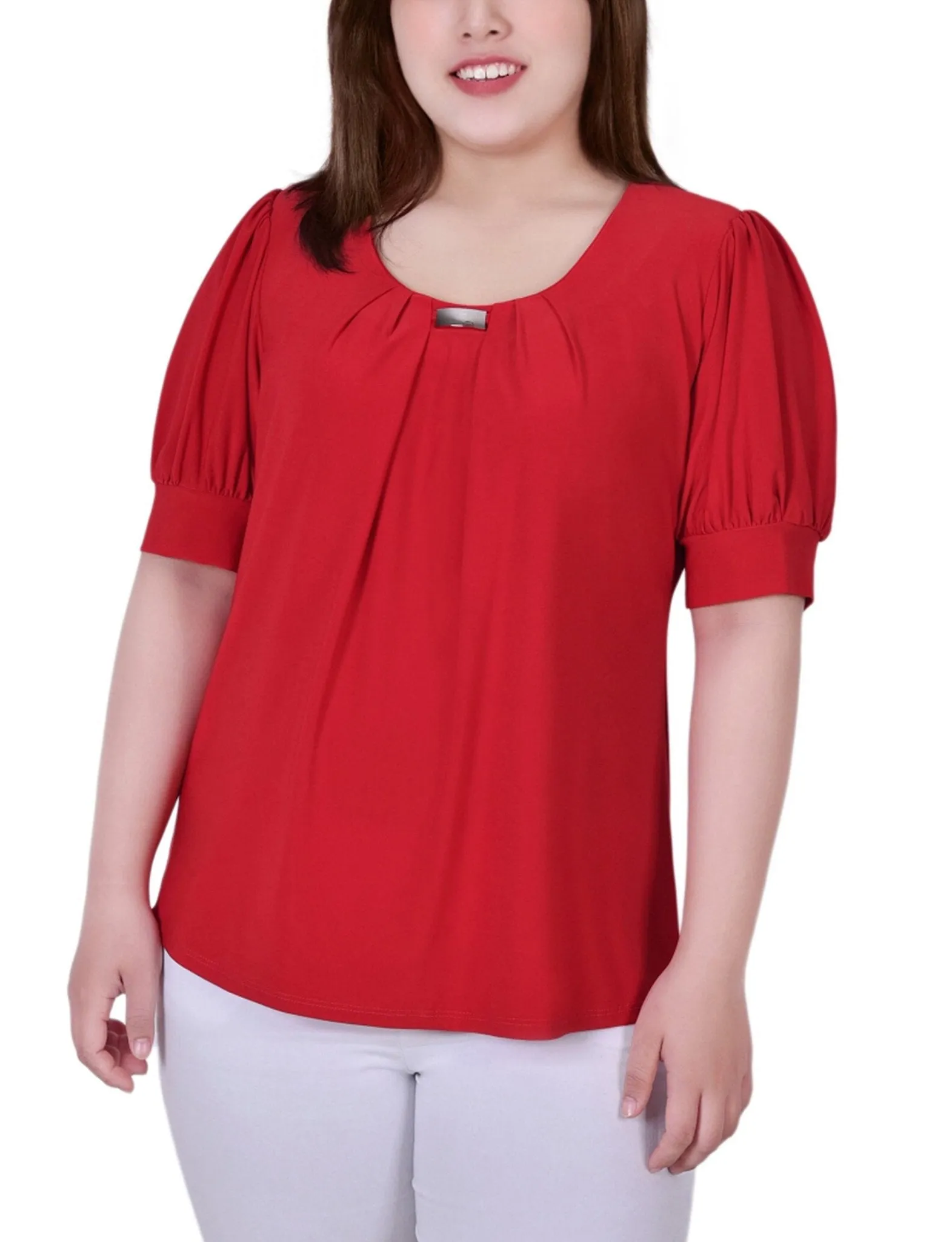Bittersweet Short Sleeve Balloon Sleeve Top With Hardware - Plus sold by Dress Barn