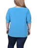 Electric Blue Short Sleeve Balloon Sleeve Top With Hardware - Plus sold by Dress Barn