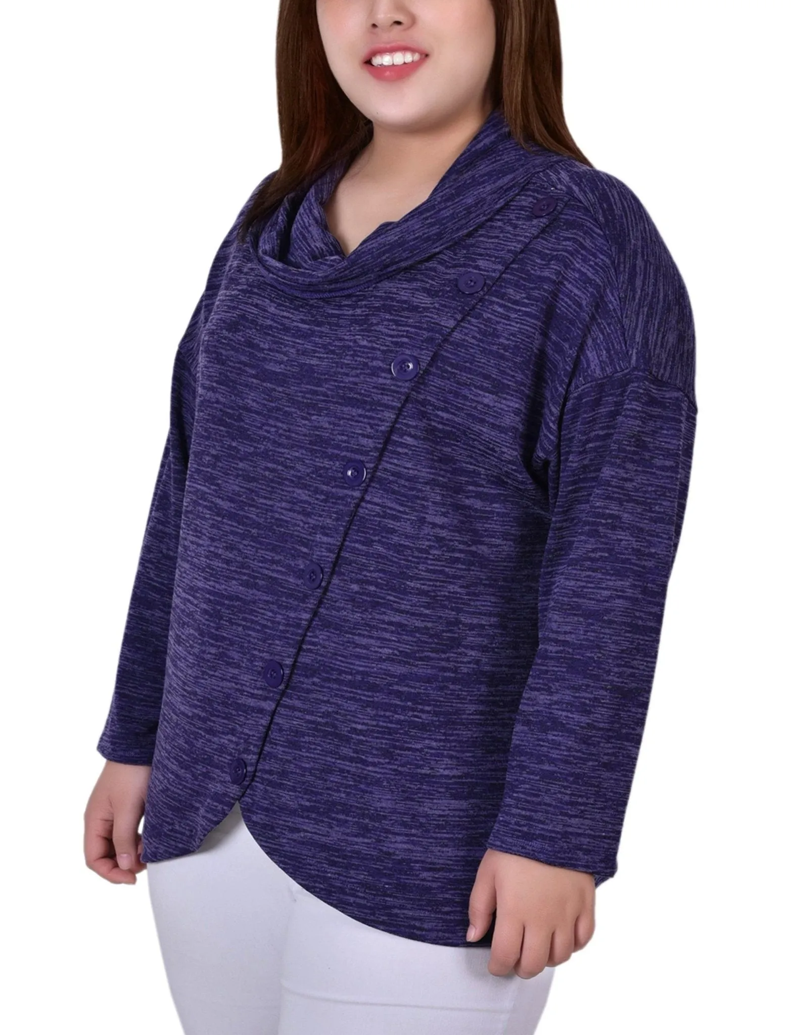 Eggplant 3/4 Sleeve Blouse With Necklace - Petite sold by Dress Barn product image thumbnail 2