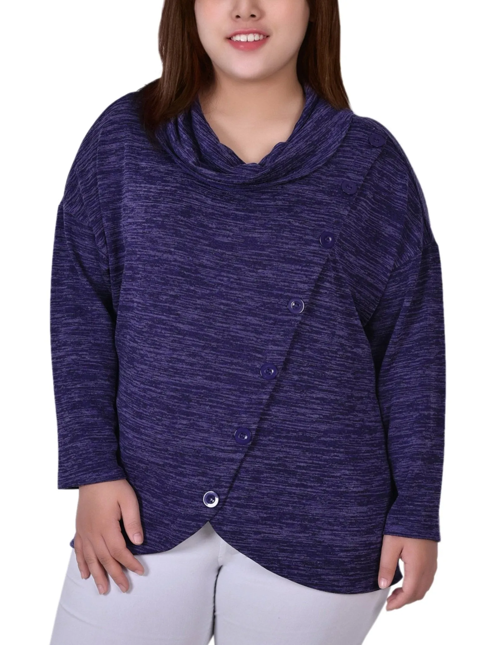 Eggplant 3/4 Sleeve Blouse With Necklace - Petite sold by Dress Barn