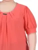 Calypso Coral Short Sleeve Balloon Sleeve Top With Hardware - Plus sold by Dress Barn