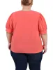 Calypso Coral Short Sleeve Balloon Sleeve Top With Hardware - Plus sold by Dress Barn